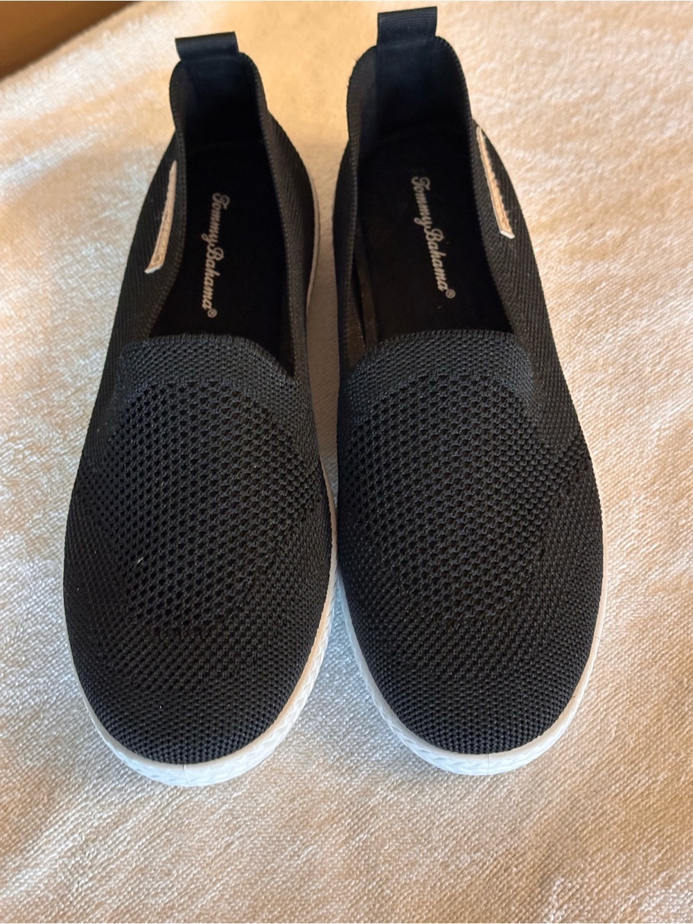 Tommy Bahama Black Knit Slip-On Shoes Women’s Size 8 Lightweight Comfort Flats - Picture 2 of 7